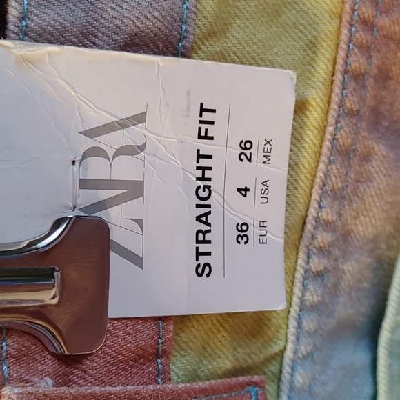 🌸Host Pick🌸Nwt Women's Zara Mid Rise Straight Leg Multi Colour Jeans - Picture 4 of 8